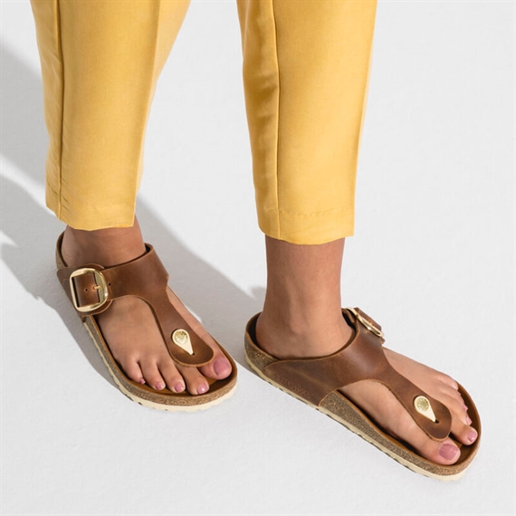 Birkenstock Gizeh Big Buckle Sandaler, Cognac 